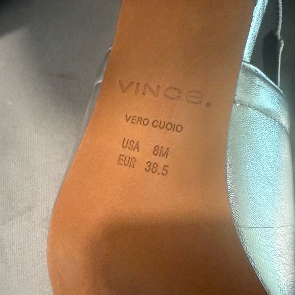 Vince Metallic Silver Slingback Heels - Picture 8 of 9